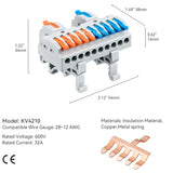 DIN Rail Wire Splicing Connector | 2 in 10 out ( KV4210 )