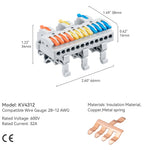 DIN Rail Wire Splicing Connector | 3 in 12 out ( KV4312 )