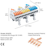 DIN Rail Wire Splicing Connector | 3 in 15 out ( KV4315 )