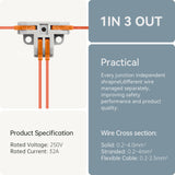 4 Way T Tap Lever Wire Connectors | KV-T4  (Orange)